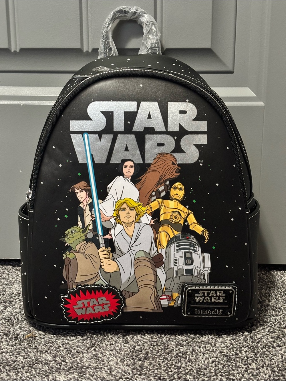 Loungefly Star Wars Black Character Mini Backpack with Colorful Character Art